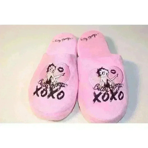 Betty Boop XOXO Pink Heart Embellished Glitter, Pink Slippers, Woman's, Size S - Picture 2 of 7